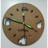 Orologio con movimento al quarzo silenzioso realizzato su mdf. Caffè Orologio con movimento al quarzo silenzioso realizzato su mdf. Caffè