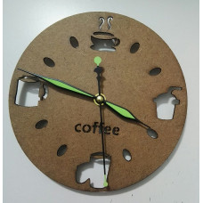 Orologio con movimento al quarzo silenzioso realizzato su mdf. Caffè Orologio con movimento al quarzo silenzioso realizzato su mdf. Caffè